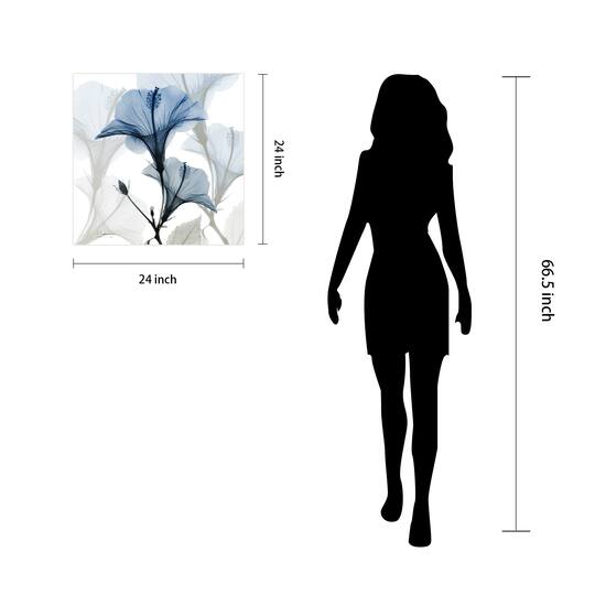 Empire Art Direct 24" x 24" Blue X-Ray Floral Free Floating Tempered Glass Wall Art
